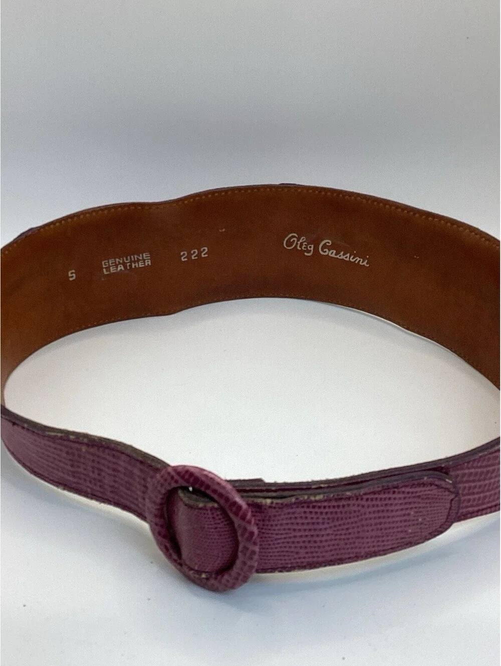 Greg Cassini Genuine Leather Wide Waist Purple Lizard Embossed Size  S  Vintage